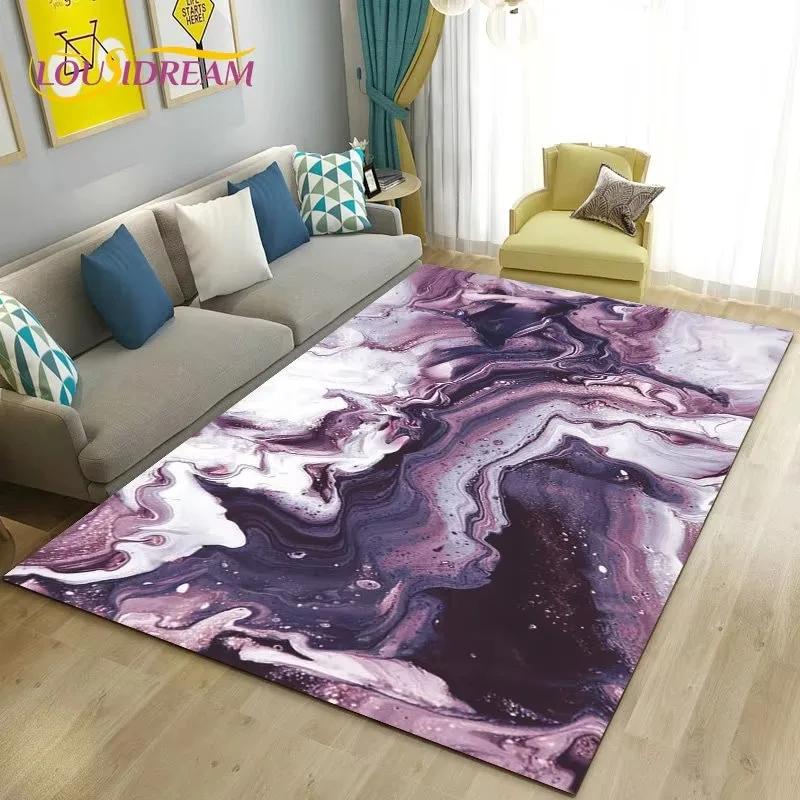 Colour Blue Gold White Marble Area Rug Large Carpet Rug for Living Room Bedroom Sofa Doormat Decoration Kids Non-slip Floor Mat