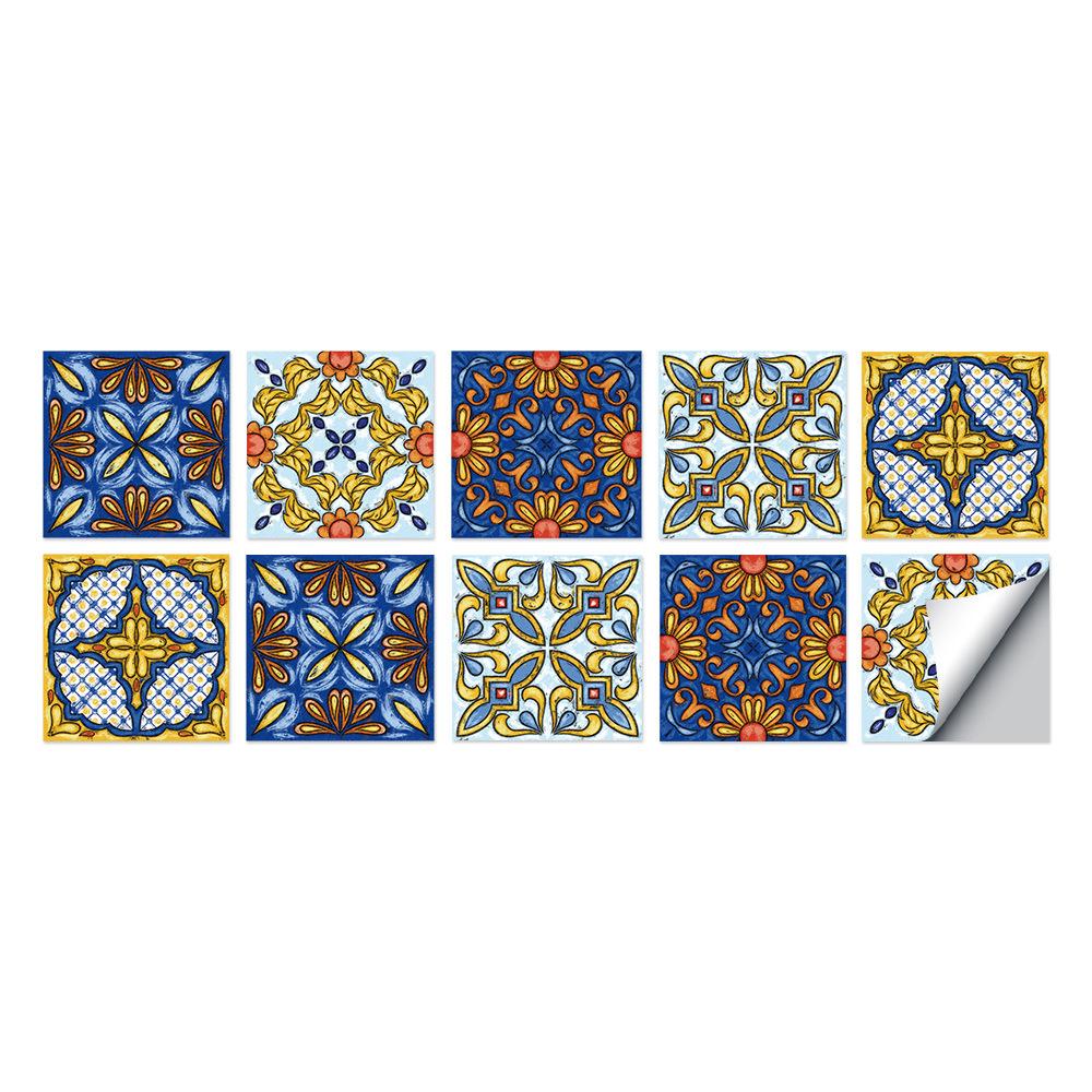 10 Pieces European Style Tile Wall Sticker Self-Adhesive Living Room Bathroom Renovation Wallpaper Pvc Crystal Film Tile Sticker