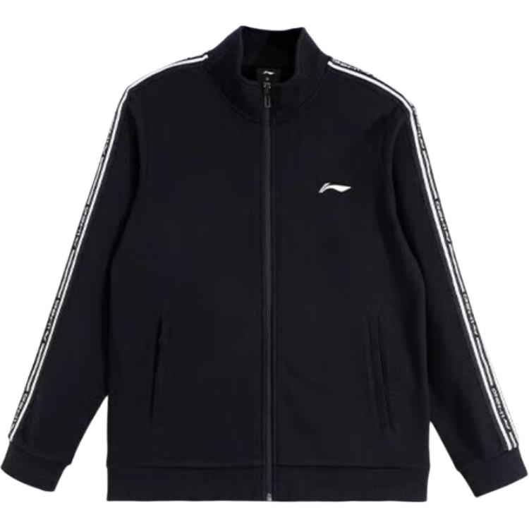 Li Ning Sports Fashion Series Logo Stand Collar Zip Long Sleeve Jacket Men Jacket Black YWDU467-1