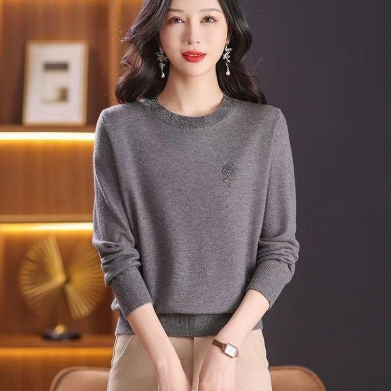 

Весенняя Мода Повседневная Женская Одежда Однотонный Универсальный Вязаный Свитер Пуловер Топ XL серый