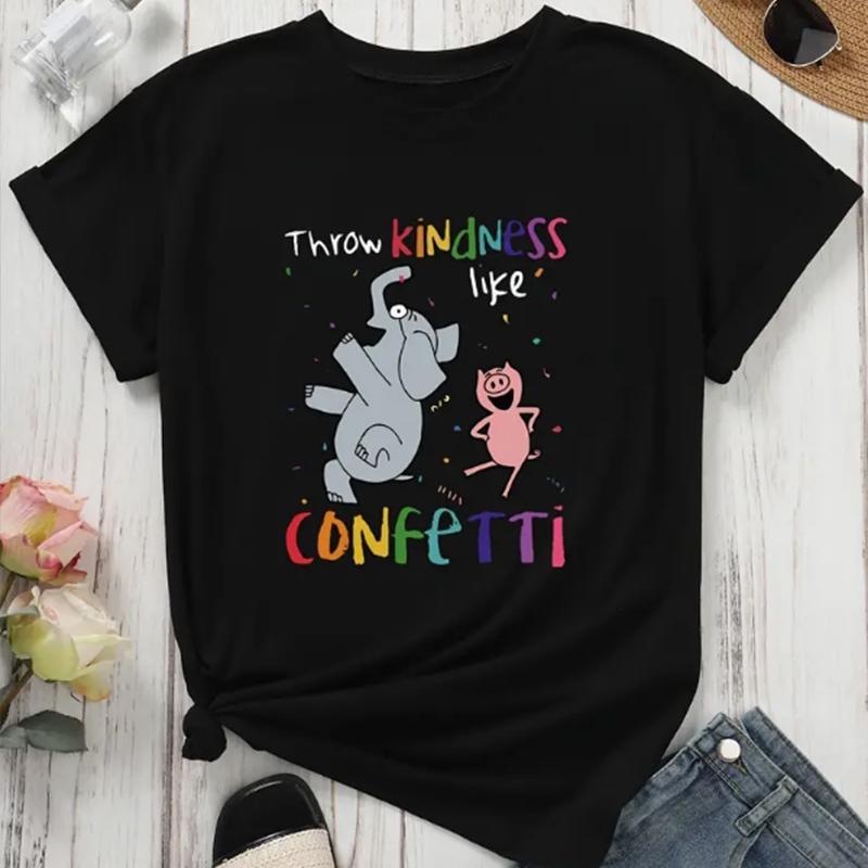 Fashion Women Animals Elephant Pig Print T Shirt Funny Casual O-neck Short Sleeves T-shirt Summer Female Tee Shirt