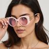 Luxury Designer Sunglasses Women  New Fashion Cool Big Oval Sun Glasses Unisex Elegant Vacation Streetwear Uv400 Pink Shades