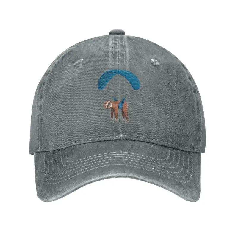 Custom Punk Unisex Cotton Paragliding Flying Sloth Skydiving Paraglider Baseball Cap Adjustable Dad Hat for Unisex Women Outdoor