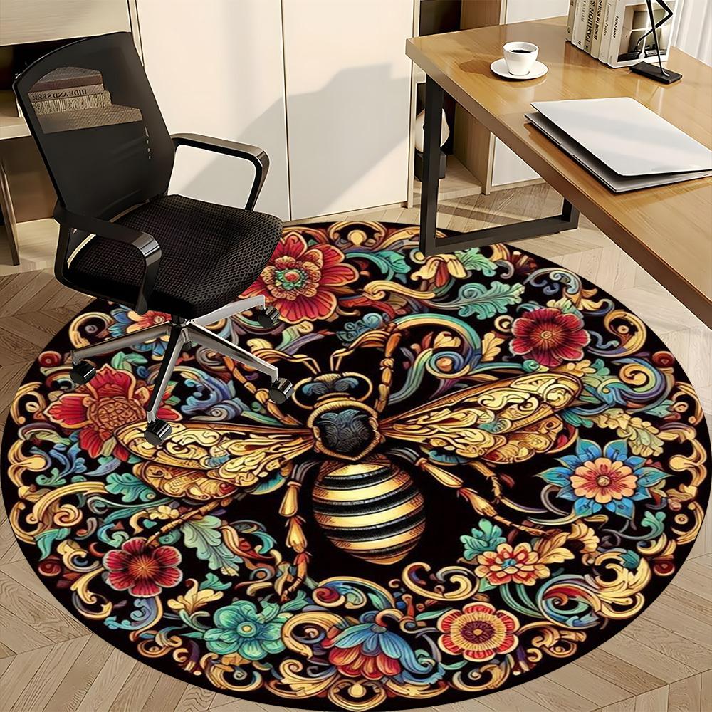 1PC Honeybee Mandala Chair Carpet for Office Non-Slip, Lightweight, Machine Washable Rug for Office, Sleeping, Room - Holiday Decoryy251009078
