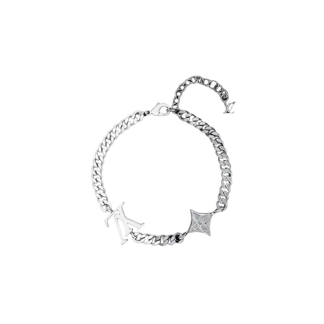 

Браслет Louis Vuitton Monogram Flower Cuban Link Чоловічий Браслет Латунь Срібло M00508