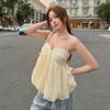 European and American Women's Clothing Summer New Fashion Temperament Fresh and Sweet Spice Girl Chest-wrapped Pleated Loose Suspender Top