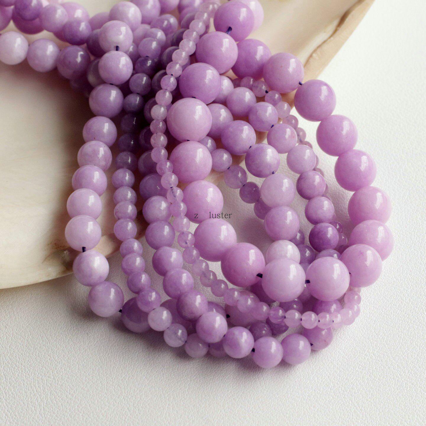 Purple Lepidolite, Sunstone, and White Jade Crystal Bead Strands for DIY Jewelry