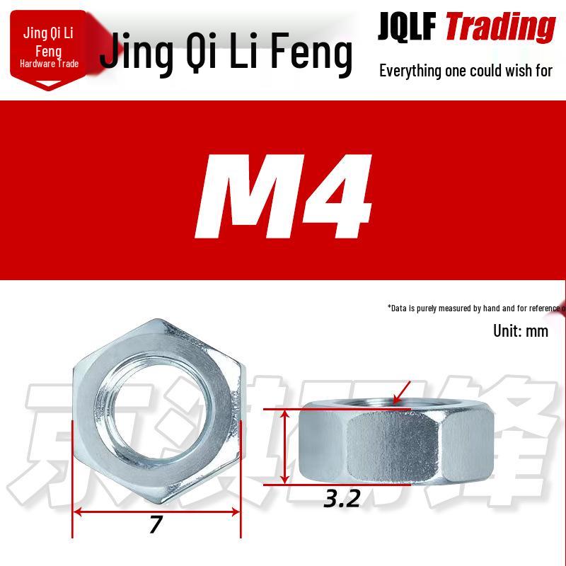 GB 4.8 Grade Blue-White Zinc Plated Galvanized Carbon Steel Hex Nut