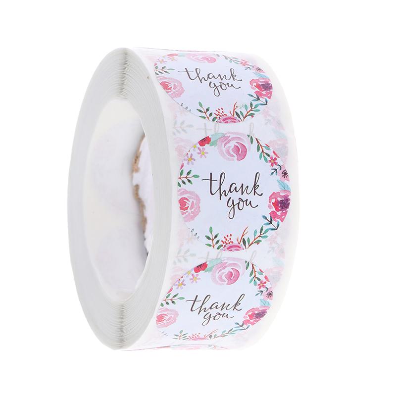 500 Labels/roll Thank You Sticker Seal Labes Flower Stationery Sticker
