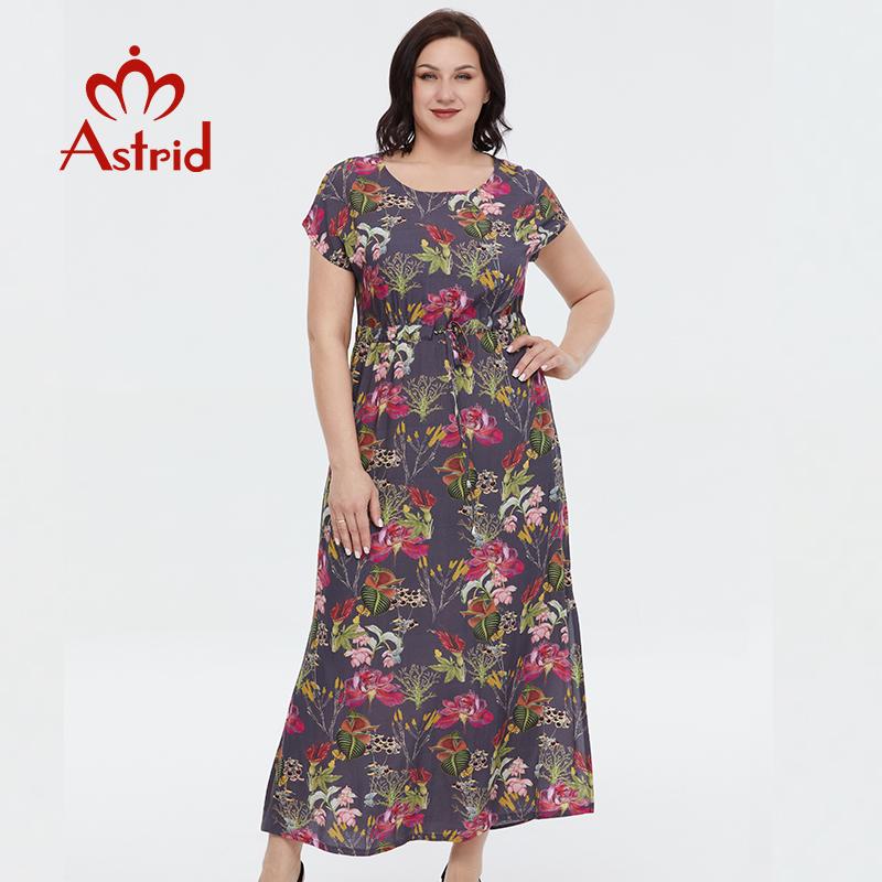 

Женское летнее платье Astrid, новинка 2023 года, хлопковое длинное платье трапециевидной формы в стиле бохо, повседневное винтажное платье большого размера с завязками и разрезом с цветочным принтом