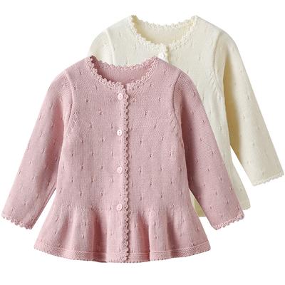 Spring and Autumn Infant Cotton Princess Baby Top Dress Sweater Coat Fashionable All-match Girl Knitted Cardigan