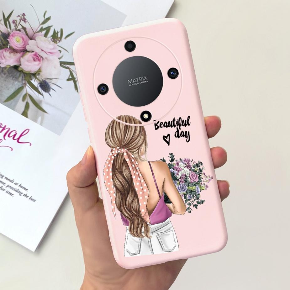 Für Honor Magic6 Lite Hülle Honor X9b Hübsche Mädchen Sonnenblumen Hülle Weiche Silikon Handyhülle Für Honor Magic6 Lite HonorX9b Bumper