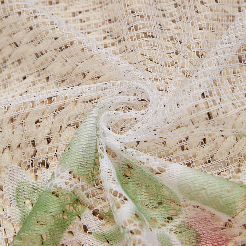 European Style Fruit Print Lace Curtains - White, Knitted, Half Length, Dustproof for Kitchen Doors and Cupboards