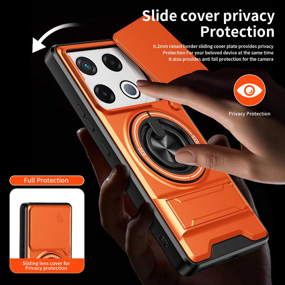KEYSION Magnetic Phone Case for Infinix GT 20 Pro 5G Slide Camera Protection Upright Kickstand 360° Ring Shockproof Back Cover