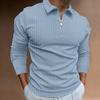 New Polo Shirt Zip Stripe Long Sleeve Men's Polo Shirt Top