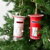 10cm Christmas Mailbox Metal Letter Box Postbox Mini Cylindrical Hanging Mailbox for Garden Christmas Tree Wedding Party Holiday