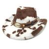 Metal Badge Faux Fur Hat Windproof Cowgirl Hat Vintage Western Cowboy Hat  Winter Wear