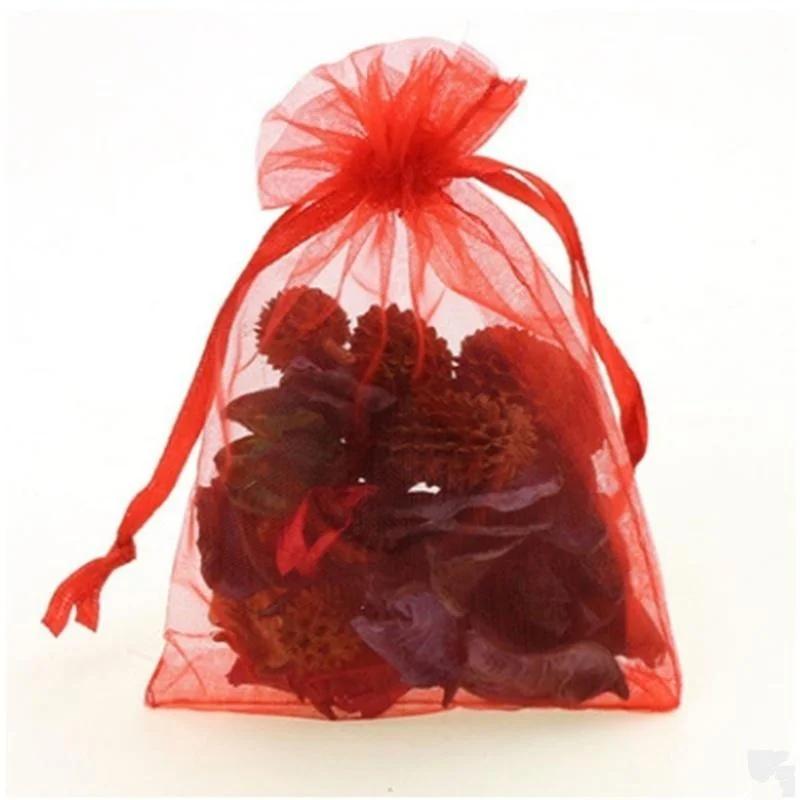 20Pcs/Set Drawable Organza Bags Wedding Christmas Gift Bags Jewelry Packaging Organza Bags Color Random