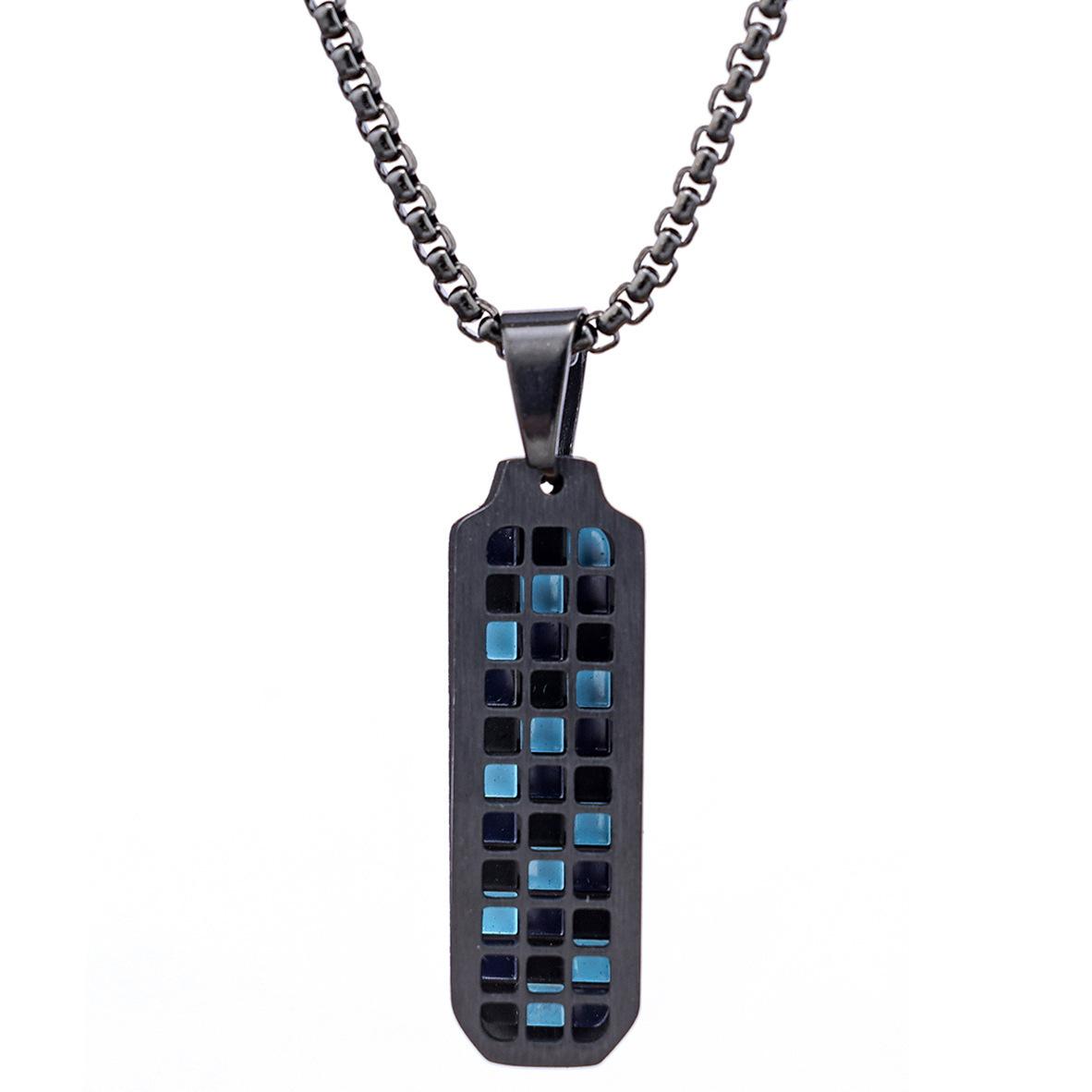 Geometric texture color matching titanium steel military brand pendant trendy personalized jewelry niche retro necklace pendant single pendant
