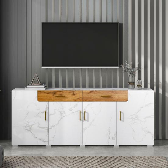 Storage Cabinet High Stability with 4 Doors Sturdy Construction Smooth Edge Easy Installation Item Storage Living Room Storage Cabinet Free-Standing