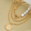 3Pcs/Set Coin Portrait Pendant Necklaces for Women Vintage Goth Baroque Pearl Gold Color Necklace Set New Aesthetic Jewelry 2026