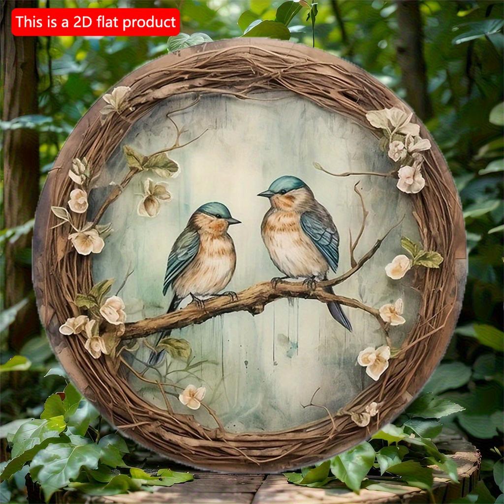2d Flat 20*20cm, Round Wooden Swallow Sign, Entrance Decor Gift, Add Rustic Charm To Home, Kitchen, Garden, or Office.