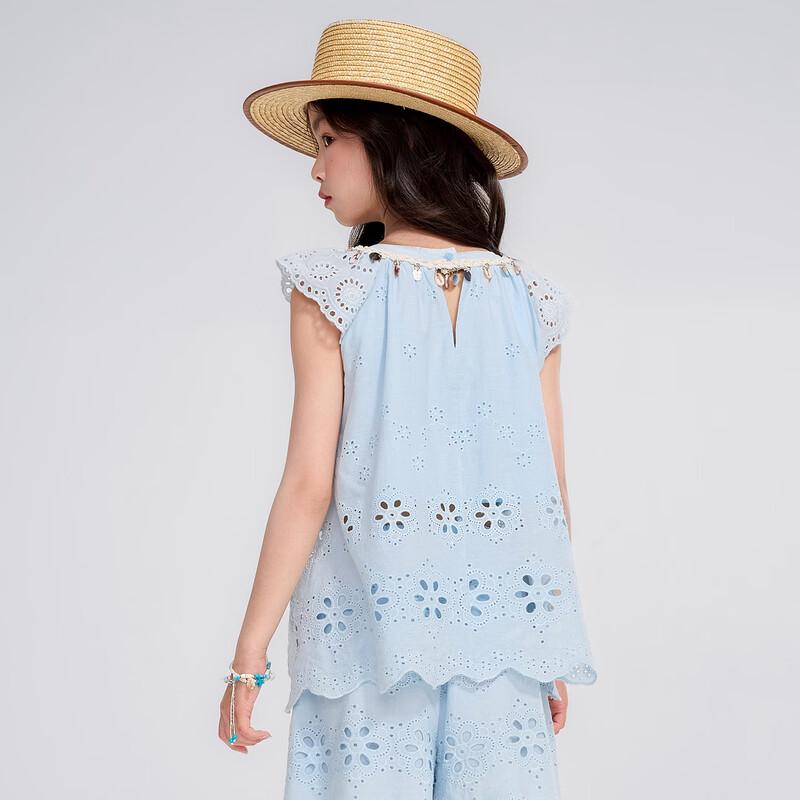 Girls' Pure Cotton Hollow Sleeveless Top