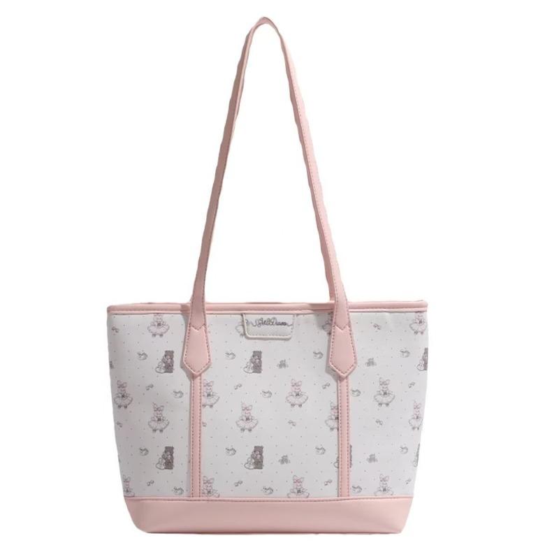 

Нишевая женская сумка новая сумка-тоут большой вместимости милая сумочка студенческая для учебы и работы сумка через плечо розовый