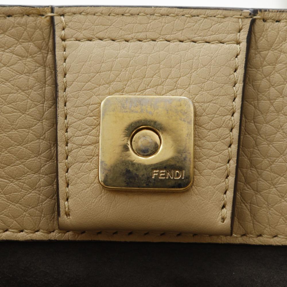 FENDI FF Tote Small Handbag 8BH367 2WAYShoulder beige Calfskin Women Used