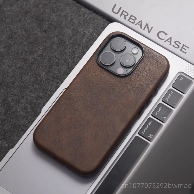 Retro High-end Leather Texture Magnetic Case For iPhone 16Pro Max 15 Pro 14 13 12Pro Max Crazy Horse Texture Luxury Case 16plus