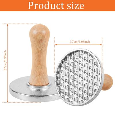 Zinc Alloy Cookie Stamps 3" Round Press Mold Biscuit Mould with Wooden Handle Decorating Supplies for DIY Baking Cake Pastry
