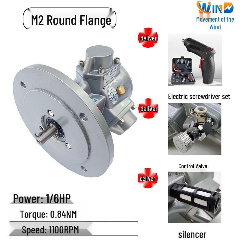 Piston Pneumatic Motor M1-M7-F-L-IEC with Forward/Reverse & Stepless Speed Regulation, Explosion-Proof Safety.