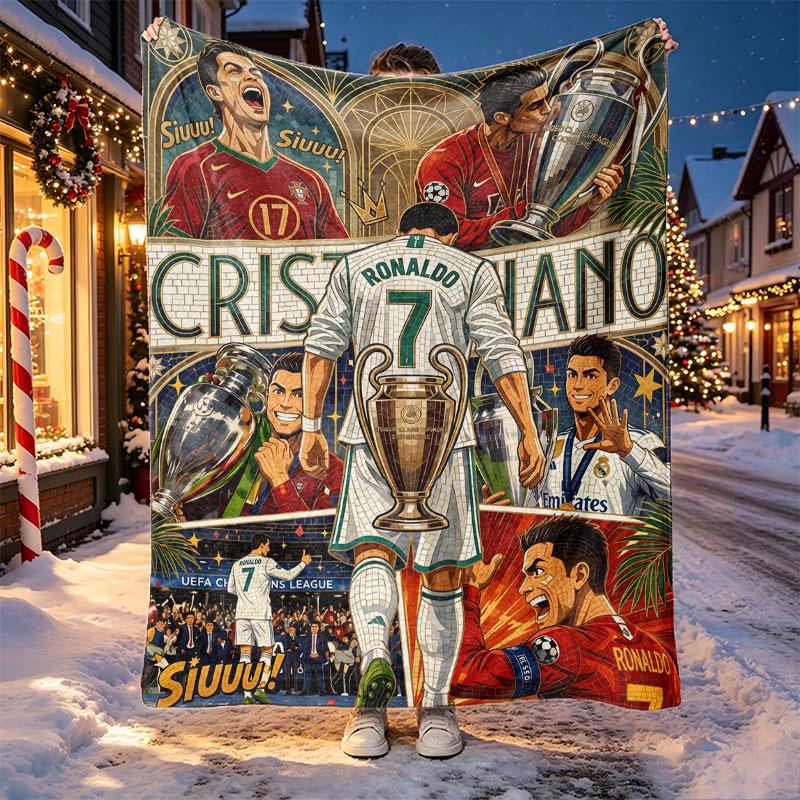 Cristiano Ronaldo Pattern Blanket for Home Decoration, Bed, Sofa, Car Travel, Camping, Suitable for All Seasons, Birthday Christmas Gift