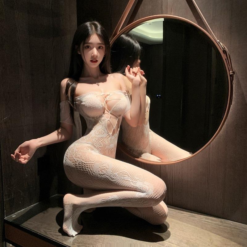 Women Sexy Open Crotch Transparent Fishnet Bodystocking Stockings