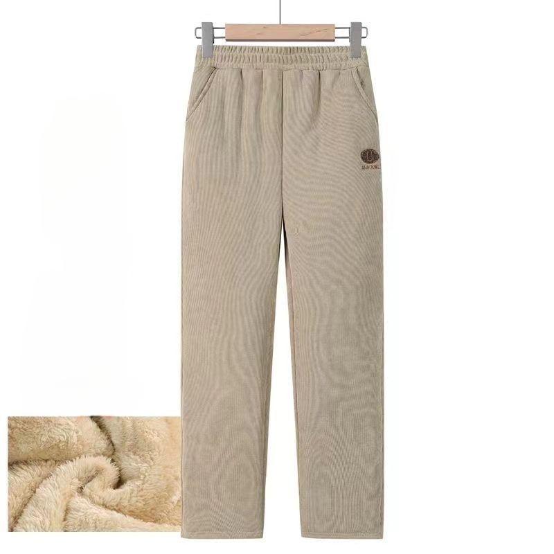 

Осенне-зимние женские очень толстые утепленные брюки с высокой талией, эластичные брюки для мам среднего и пожилого возраста, теплые брюки 2XL хаки