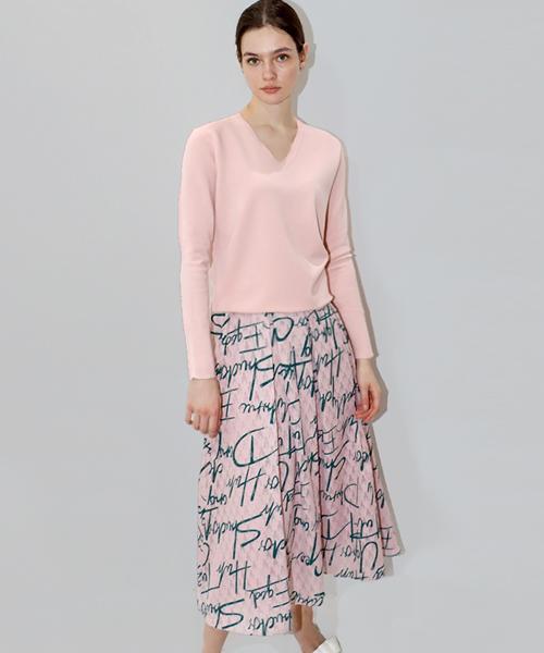 DAMAGE MNEMONIC Lettering Pink Skirt _Lettering Pink Sk