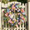 Spring Wreath for Front Door Artificial Floral Wreath with Eucalyptus Leaf Lavender Wildflowers for Easter Indoor Outdoor Home Farmhouse Wall Decor