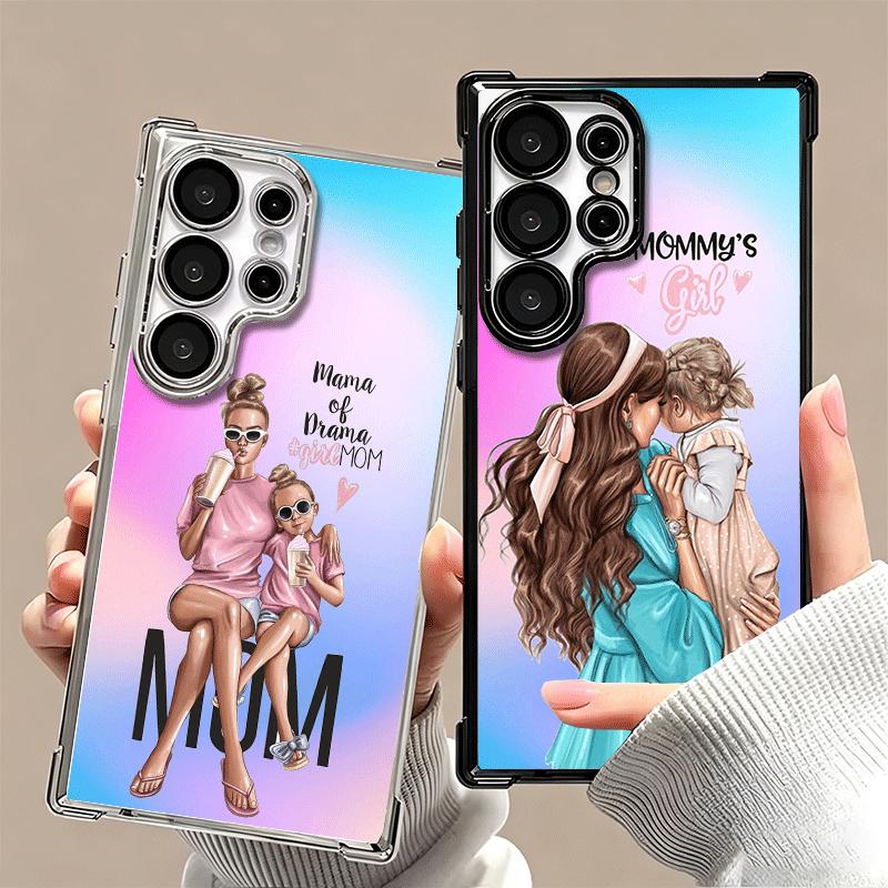 Girl Mom Baby Color Design Plating Phone Case For Samsung Galaxy S24 S25 FE S26 Edge S23 Ultra S22 S21 Plus S20 Anti-Fall Airaba