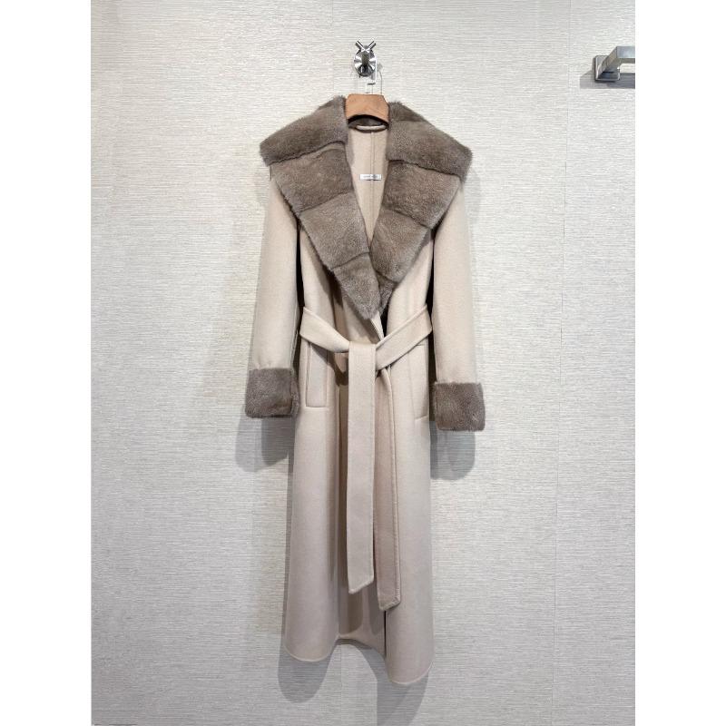 High-end mink fur collar double-sided cashmere coat women's LP wind winter long whole mink woolen splicing coat