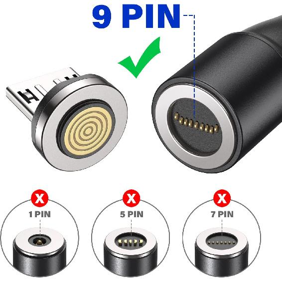 

VAFOTON 9-контактные магнитные наконечники/адаптер для быстрой зарядки Micro USB [3 шт.], Магнитные разъемы/головки Micro USB для Micro-устройств