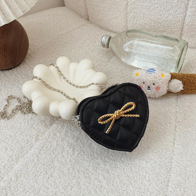 Solid Shape Love Color Bow Chain Shoulder Bag Children Outdoor Bag Crossbody