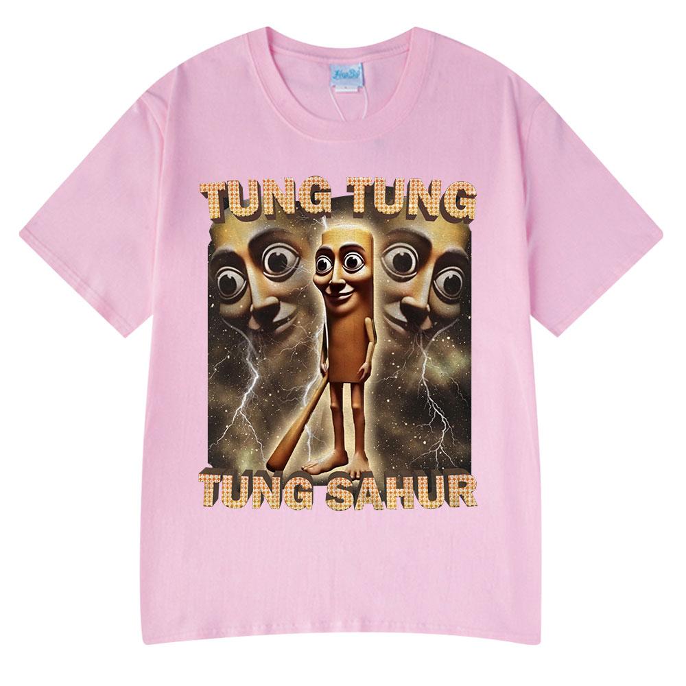 Tung Tung Tung Sahur Vtipné Meme Tričko s Baseballovou Pálkou Pánské Oblečení Módní Humor Styl Trička Unisex Letní O-výstřih Topy Tričko