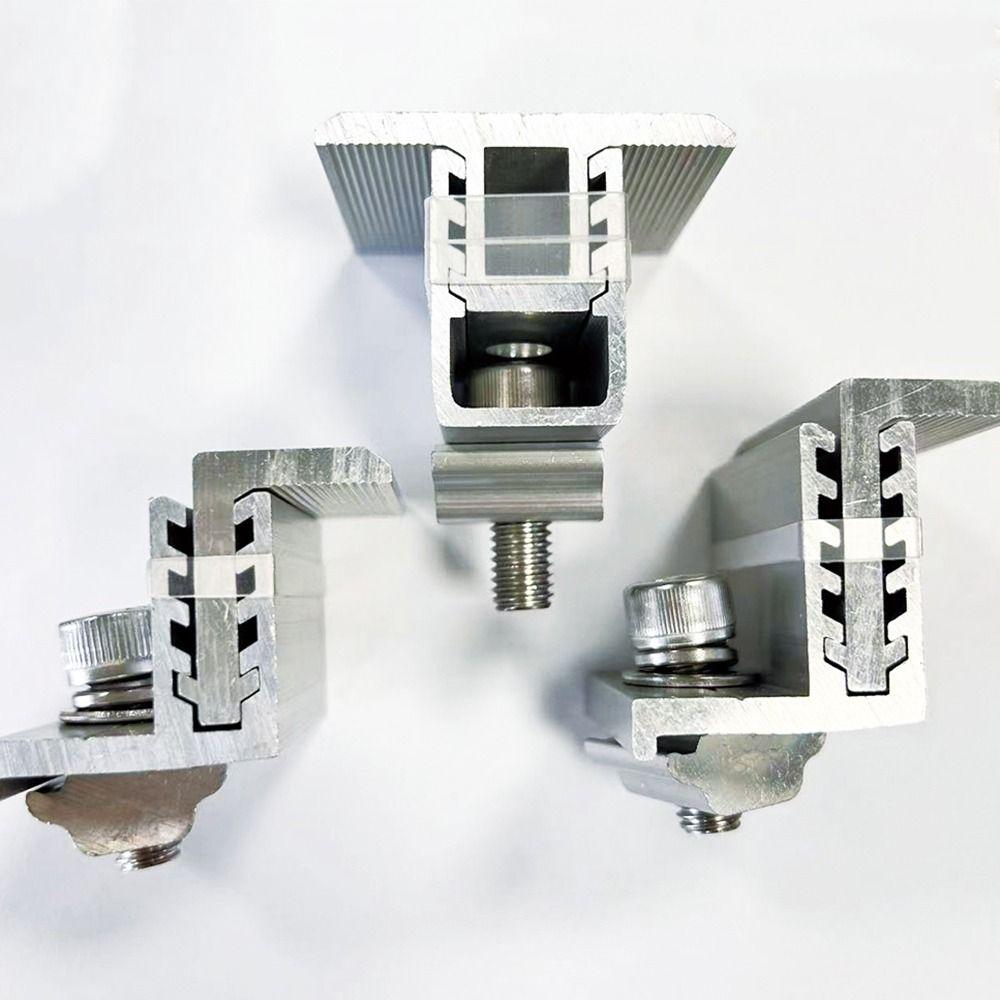 4Pcs Aluminum Solar Panel Clamps Medium Pressure Solar Rail End Clamps  Photovoltaic Support