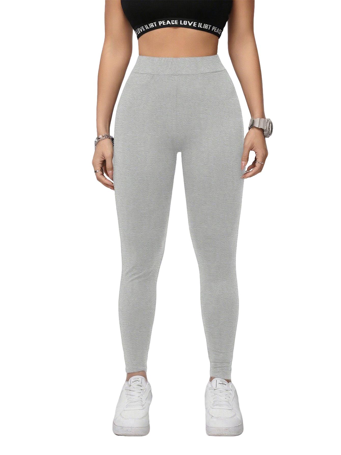 

Women s Plus Size High Elastic Yoga Pants - European & American Style, Tight Fit, 9/10 Length, Sports & Fitness Wear M (EU Size) серебряный серый