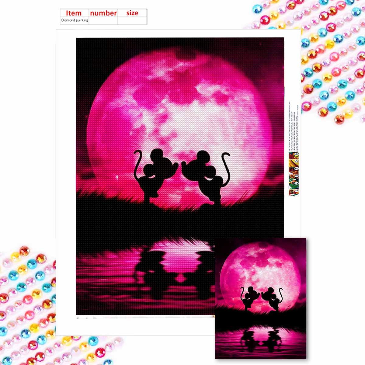 

Full Round Diamond Painting Mickey and Minnie Art Rhinestone Picture Mosaic DIY 5D Cross Stitch Embroidery Home Decoration Round 20x30cm