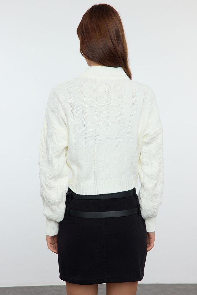 Damen-Pullover im eleganten Stil, Nerz-Strickpullover mit hohem Kragen und kurzem Schnitt