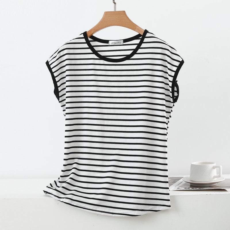 2026 Zomer Plus Size Vleermuis Mouw Gestreept Pullover T-shirt - Slankmakend Rond Hals Top