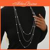 Autumn Elegant And Fashionable Winter Imitation Pearl Layered Womens Necklace Geometric Trendy Sweater Chain Necklace