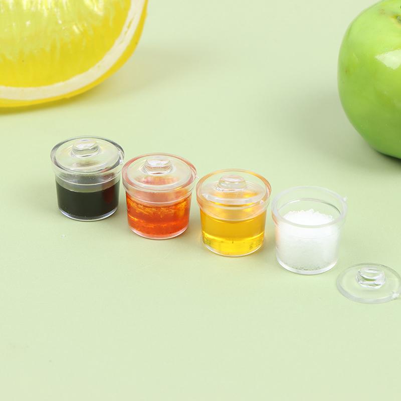 1Set 1:12 Dollhouse Miniature Chili Soy Sauce Salt Seasoning Jar Kitchen Decor