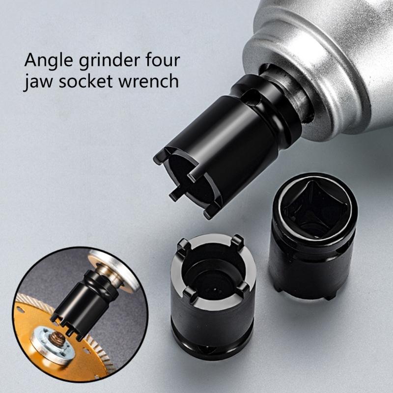 2pcs Angle Grinder Wrench Attachment 1/2Inch Socket Adapter 4Pin Driver Spanner for Cordlessly Impact Tool Removal Tool